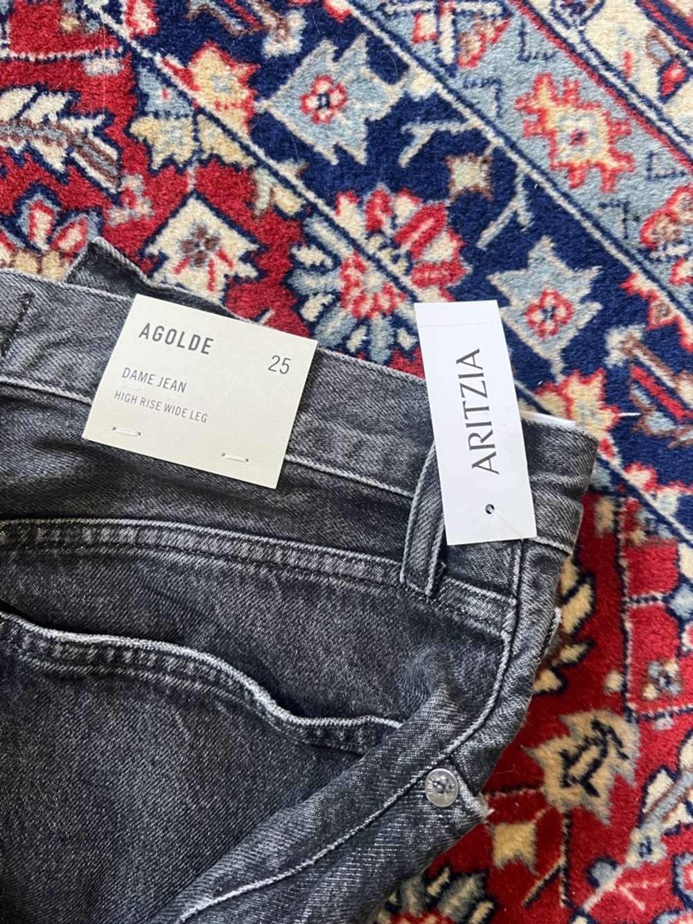 Agolde Black High-Rise Wide Leg Jeans with Button Fly Nwt - Picture 5 of 12